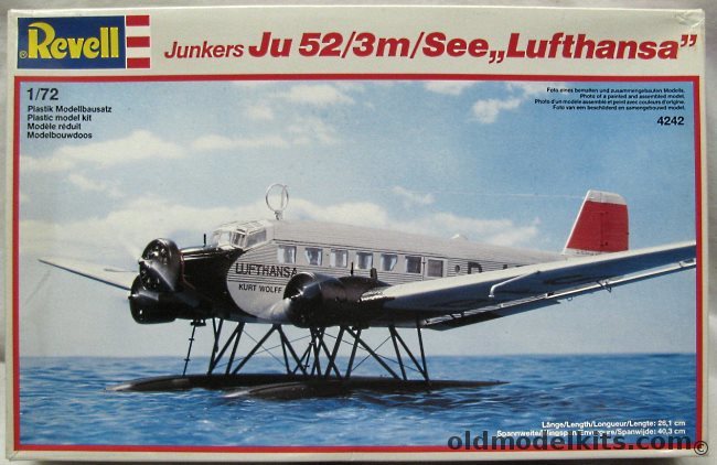 Revell 1/72 Junkers Ju-52 /3m - Lufthansa 'Kurt Wolf' or Syndicato 'PP-CAV' Condor or Caicara, 4242 plastic model kit